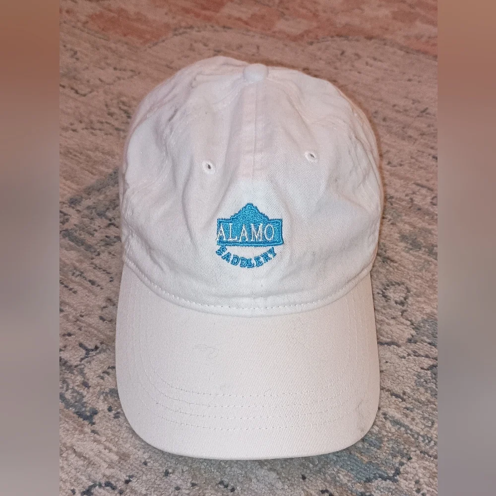 Alamo Saddlery White Blue Cotton Baseball cap